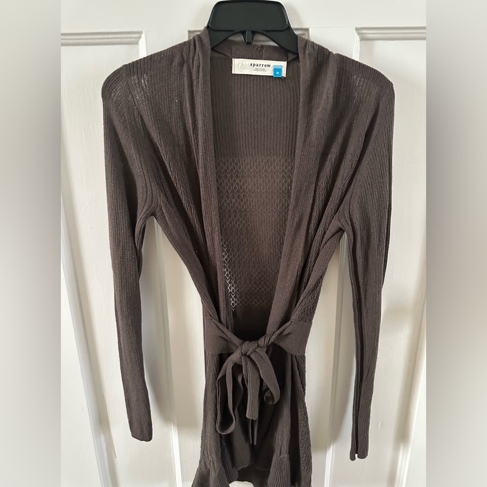 Sparrow Chocolate Tie-Front Cardigan